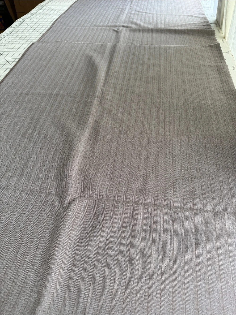 3 Yards Taupe Herringbone Suiting Fabric 58” Wide Drapey Woven Apparel Fabric